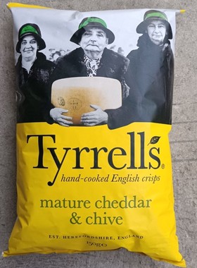 英国进口Tyrrells泰瑞香葱芝士味手工薯片休闲零食150g