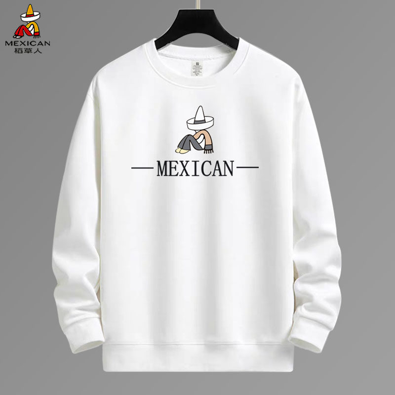 稻草人男士纯棉卫衣男春秋2026新款秋季宽松薄款休闲简约内搭上衣