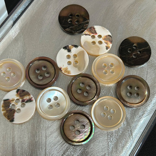纯天然贝壳白蝶贝塔罗贝纽扣高档衬衫扣杏色咖色纽扣四眼手工辅料