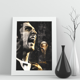 相框布冯意大利照片足球迷实木装饰墙摆件挂框礼物家居签名酒吧