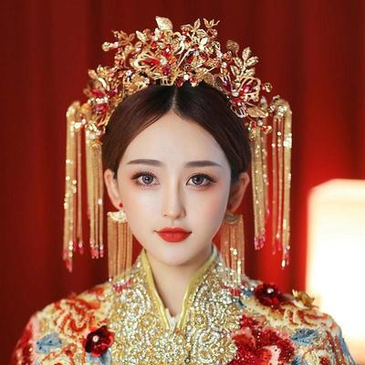 禾秀服新娘头饰凤冠禾秀新娘头饰凤冠新娘秀禾头饰高级简单大气