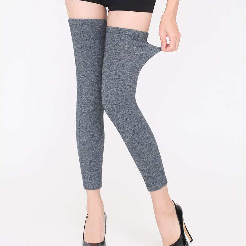 羊绒过膝袜套男女秋冬季保暖老寒腿羊毛护膝护腿套长筒袜加厚裤袜