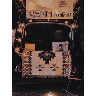 后备箱摆摊垫布毯子车尾箱集市夜市桌布房车装饰户外露营毯野餐垫