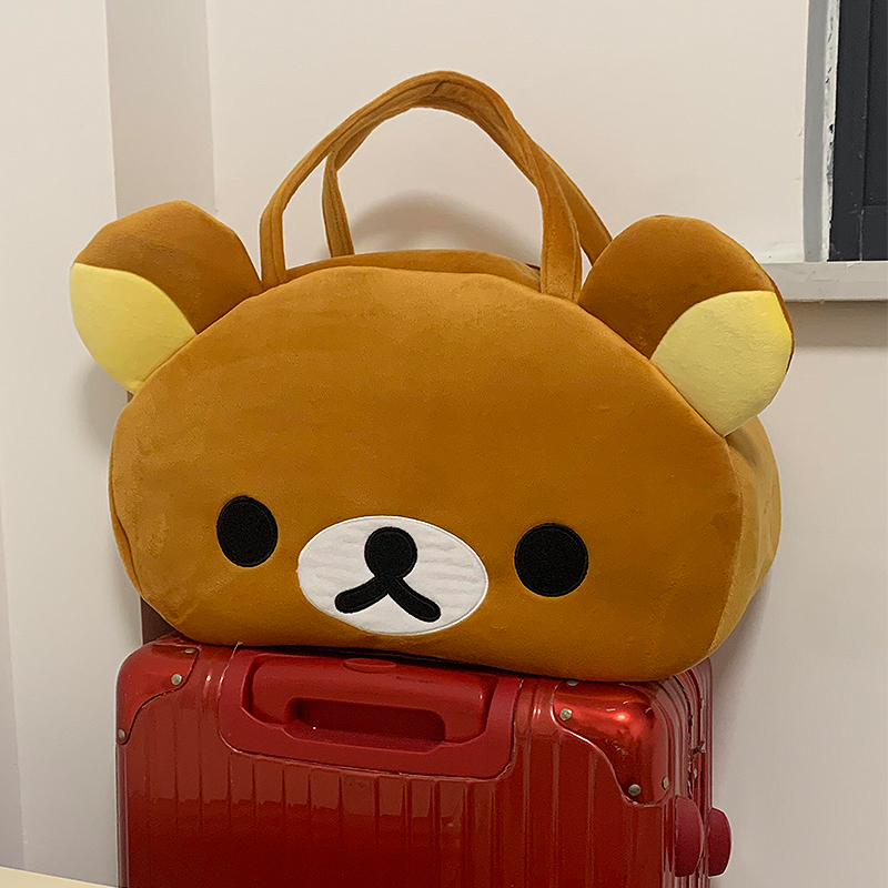 可爱轻松熊行李袋短途旅行包手提出差大容量女轻便挎包拎包高颜值