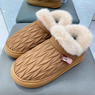 棉拖鞋女包跟情侣款冬季2025新款
