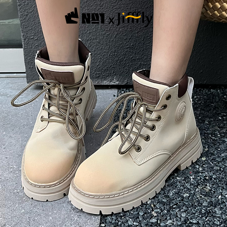 南波万X jifffly联名马丁靴女2025新款复古潮流厚底增高休闲靴子