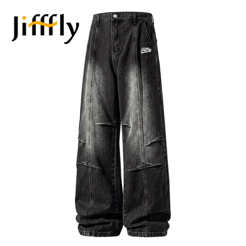Jifffly直筒牛仔裤男款美式复古宽松显瘦显瘦休闲百搭阔腿长裤