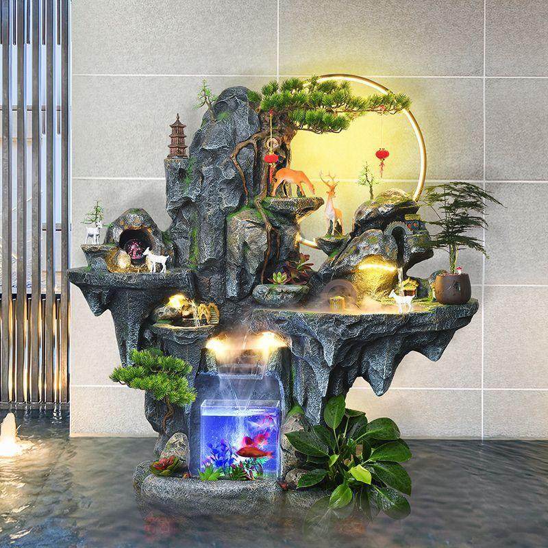 d它大型假山流水喷泉摆件鱼缸客厅家用水循环艺术造景流水生财摆