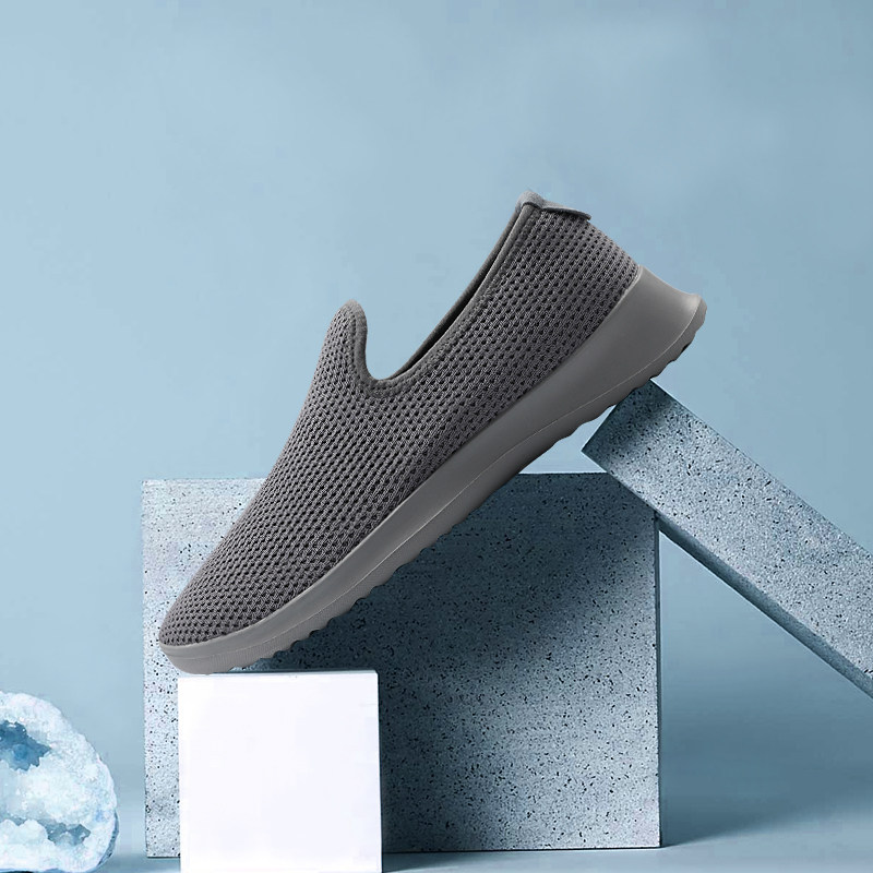 石墨烯冰丝鞋男女圆头网面鞋纯色平跟户外透气休闲防臭网眼懒人鞋
