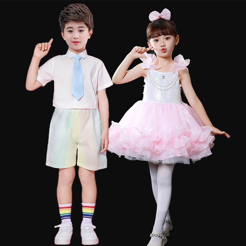 六一儿童节蓬蓬裙舞蹈演出服幼儿园公主纱裙舞台表演服学生毕业女
