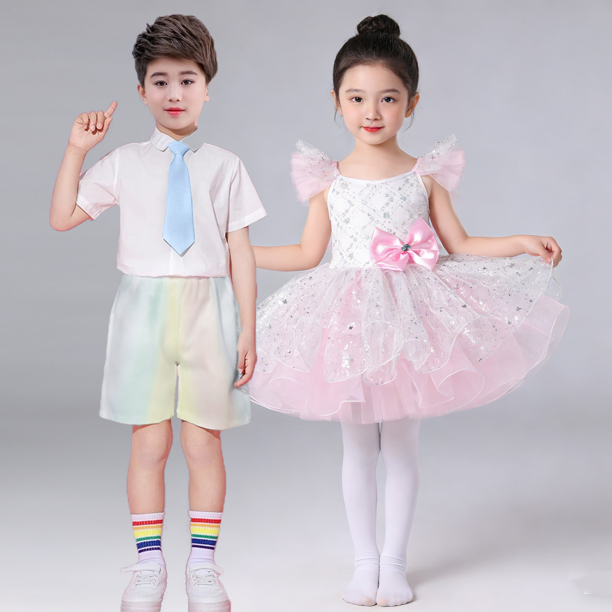六一儿童公主裙演出服幼儿园女童蓬蓬裙可爱舞蹈服纱裙主持表演服