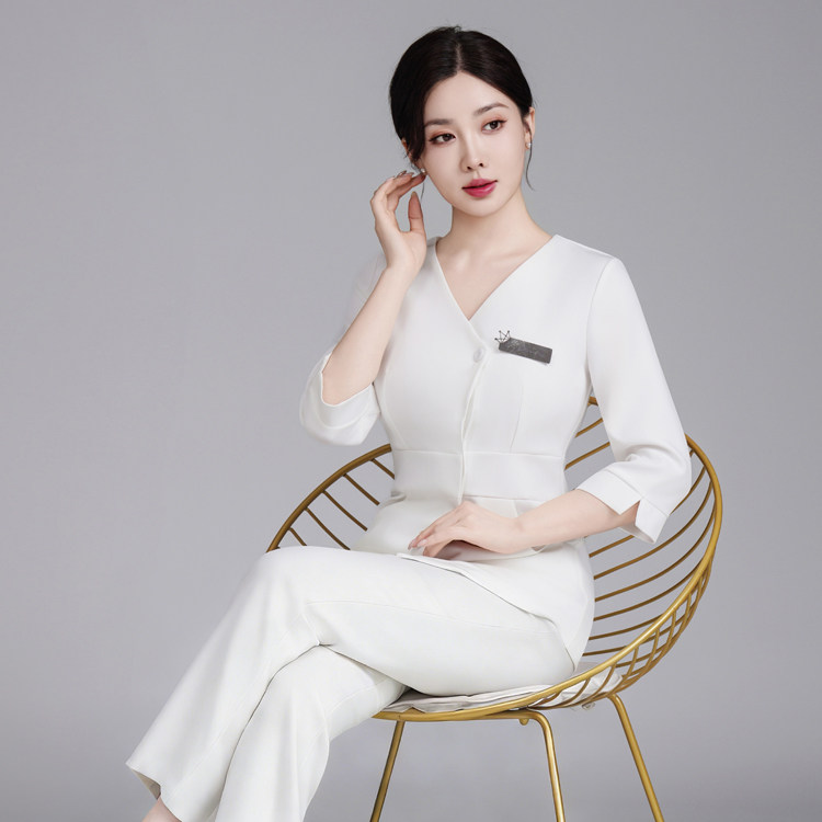 美容师工服美容院高级中袖弹性女制服养生足浴足疗SPA按摩技师服