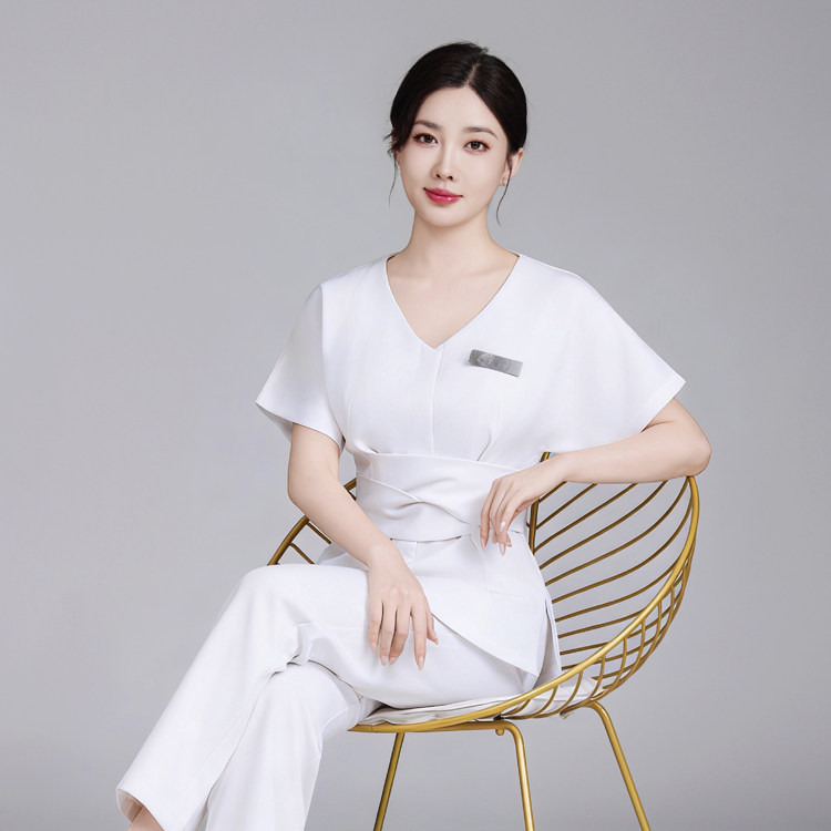 短袖美容师工作服女春夏高端美容院工服SPA足浴养生馆技师服套装