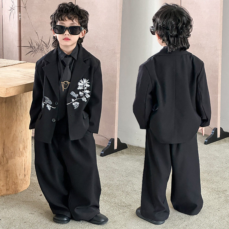 儿童休闲西服男孩模特走秀演出服
