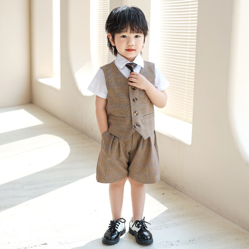 夏季男童礼服西装套装帅气男孩主持人演出服生日儿童花童西服正装