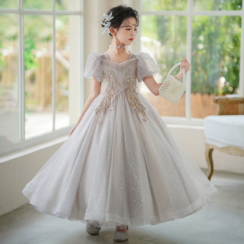 萱微妮女聚酯纤维公主儿童礼服