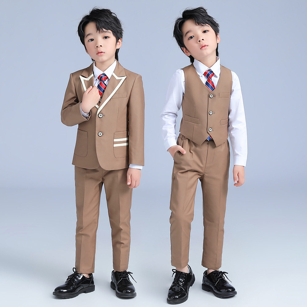帅气儿童西服春秋新款韩版纯色小西装套装绅士男童花童婚礼演出服