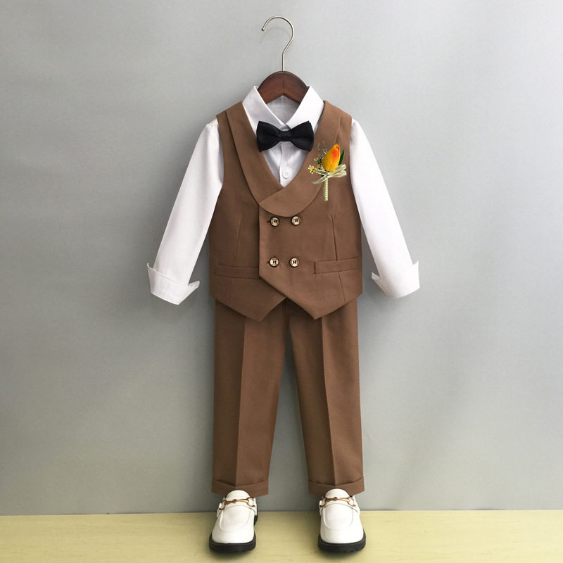 儿童西装套装男童春秋花童婚礼服宝宝周岁生日小童西服钢琴演出服