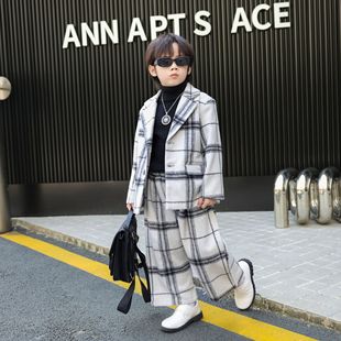 男童西装秋冬新款痞帅毛呢韩版休闲礼服儿童小西服套装花童演出服