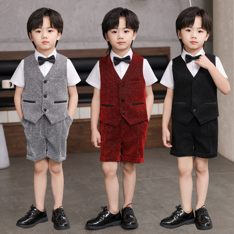 男童礼服夏季新款儿童小西装马甲套装花童摄影主持演出服走秀正装