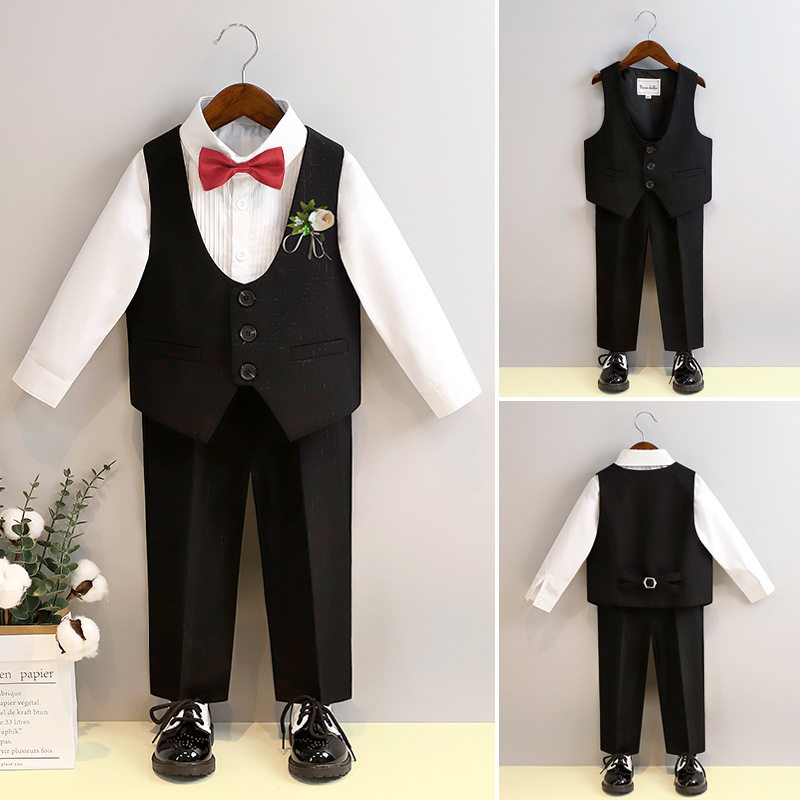 男童礼服2025春款英伦马甲套装儿童钢琴演出服宝宝周岁生日摄影服