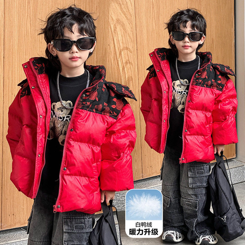 韩维斯中长款加厚男童羽绒服