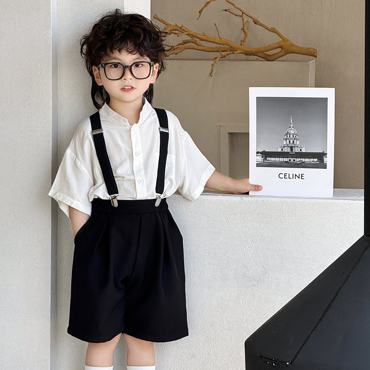 中性童装背带套装中式2025夏礼服