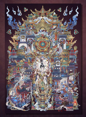 沐瑶&李富贵贝壳光2.0雷音寺造景贴纸微缩场景国风DIY贴画