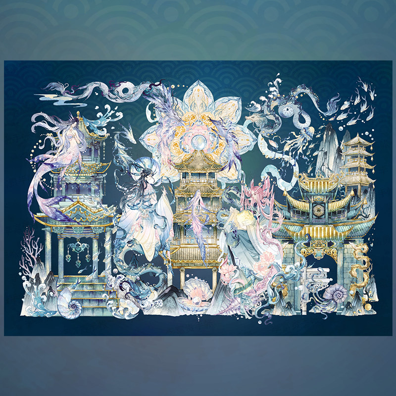 沐瑶&李富贵1.0四海殿贝壳光手账造景贴系列微缩场景DIY景观贴
