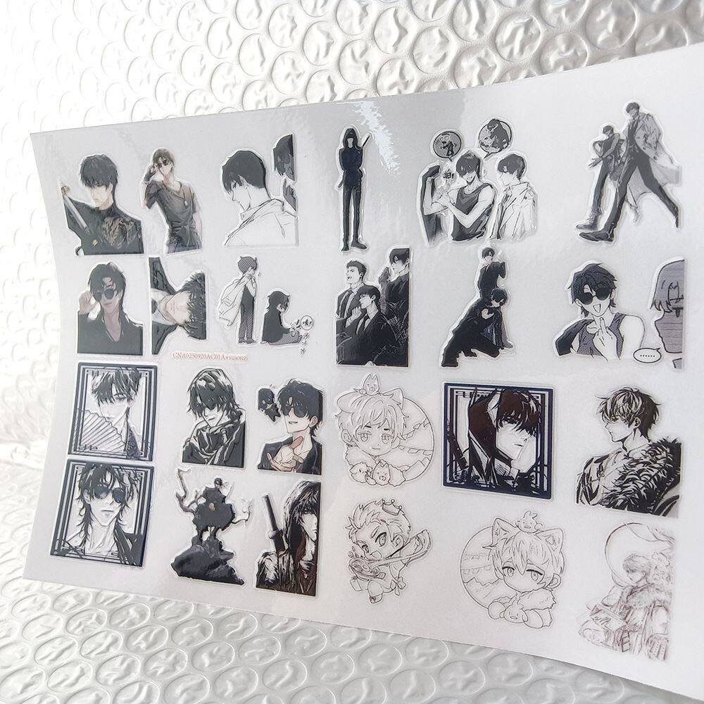 黑白盗墓笔记镂空立体防水手帐笔撕膜装饰贴纸UV转印贴水晶标定制