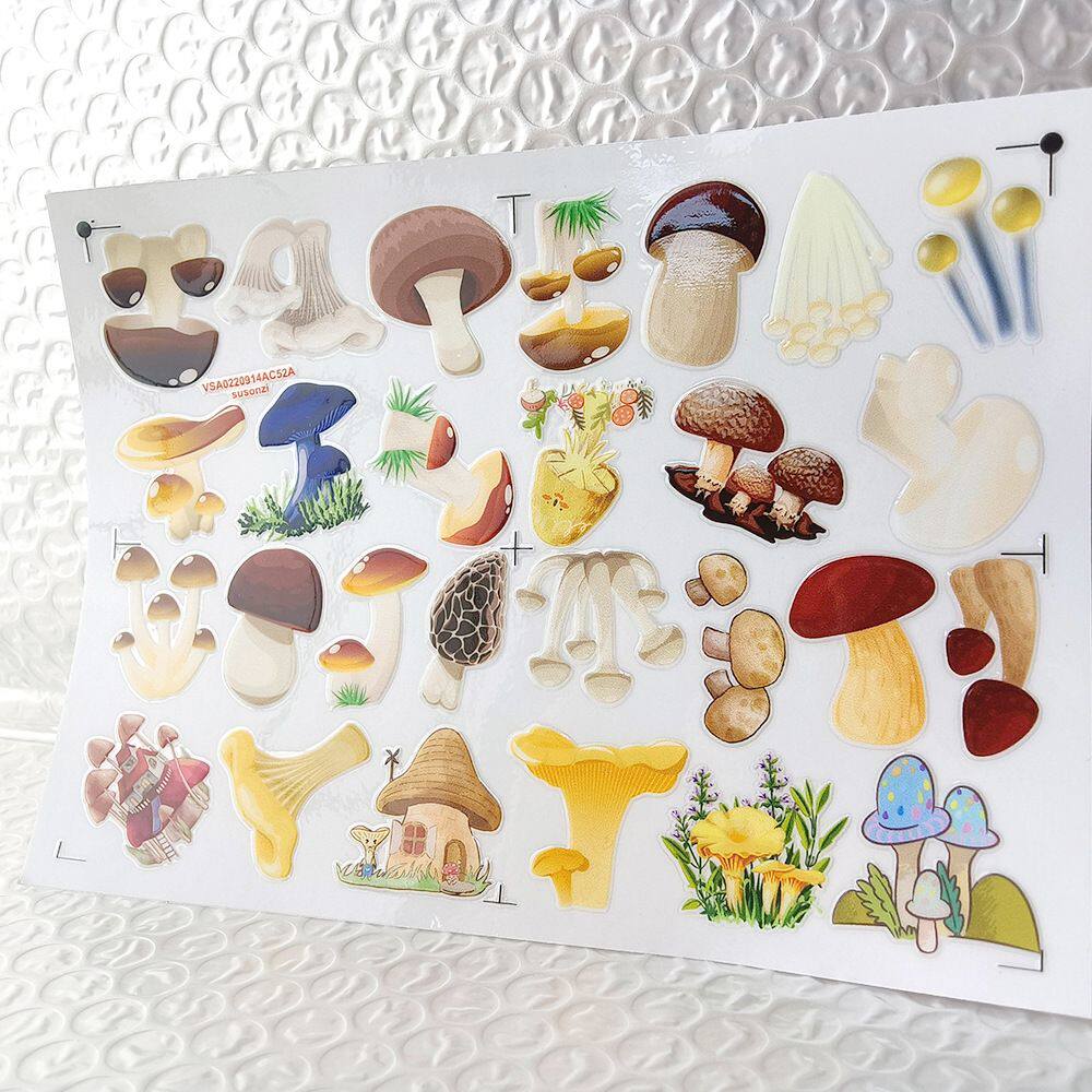 卡通可爱蘑菇镂空立体防水笔牙刷水杯装饰贴纸UV转印贴水晶标定制