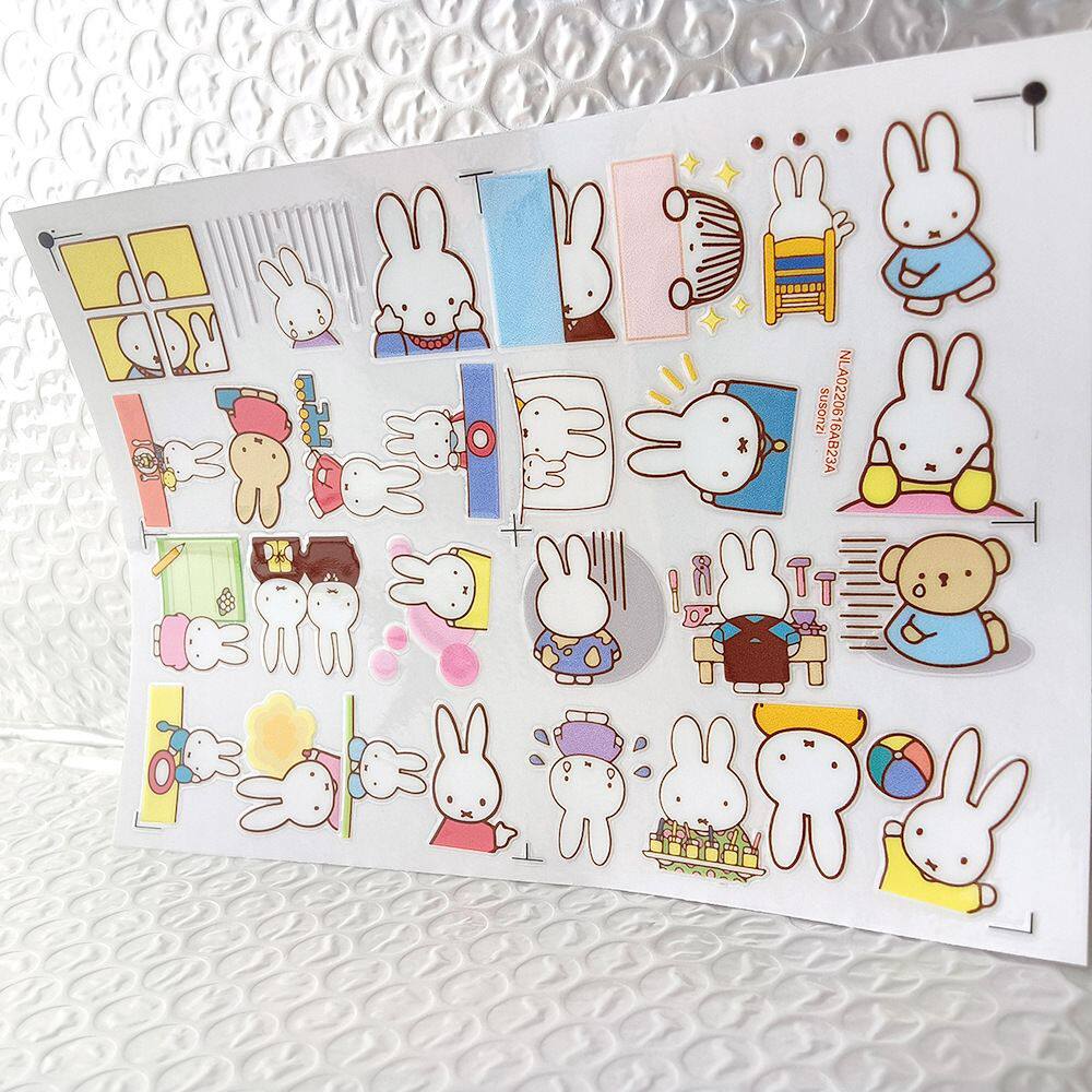 卡通米菲镂空立体防水手帐笔贴保温水杯装饰UV转印贴纸水晶标定制