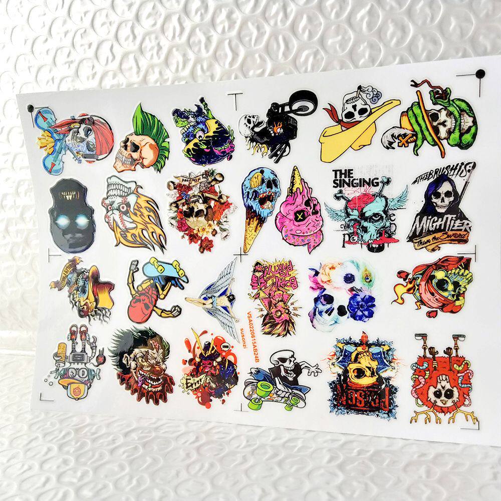 卡通骷髅镂空立体防水手帐笔贴保温水杯装饰UV转印贴纸水晶标定制