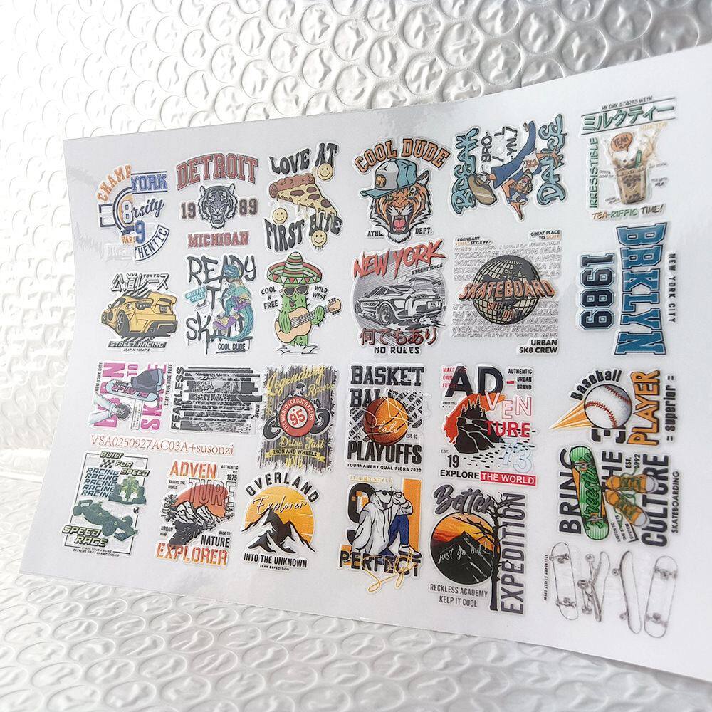 潮流插画印花镂空立体防水牙刷水杯装饰贴纸UV转印贴纸水晶标定制