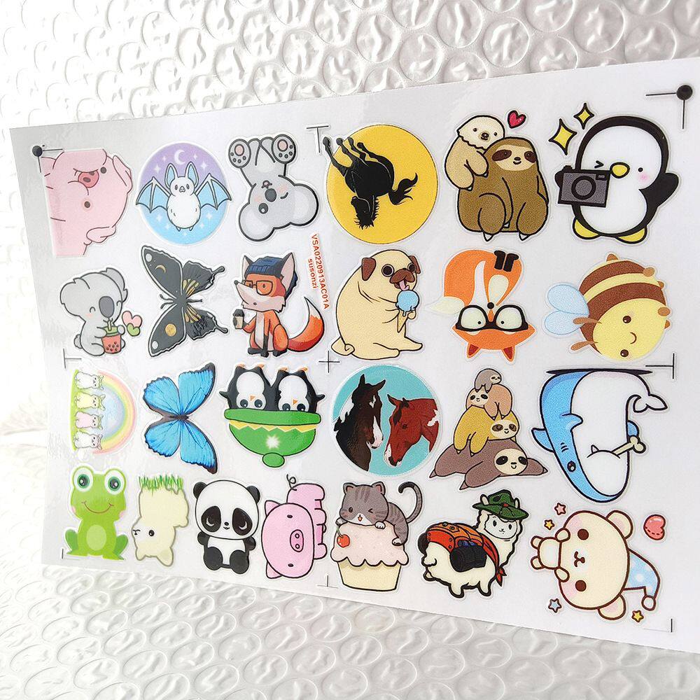 卡通小动物镂空立体防水电动牙刷水杯装饰贴纸UV转印贴水晶标定制