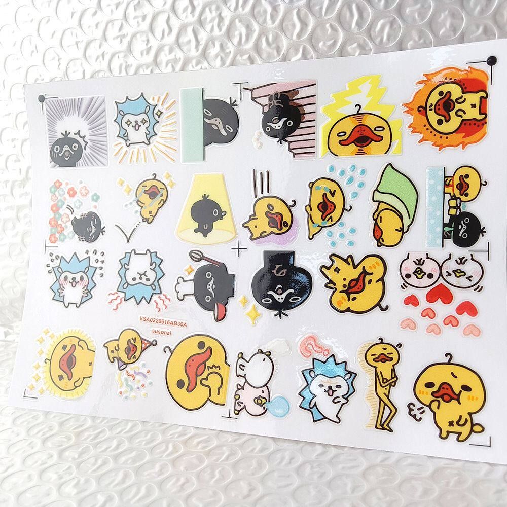 黄色鸭嘴兽镂空立体防水手帐笔保温水杯装饰UV转印贴纸水晶标定制