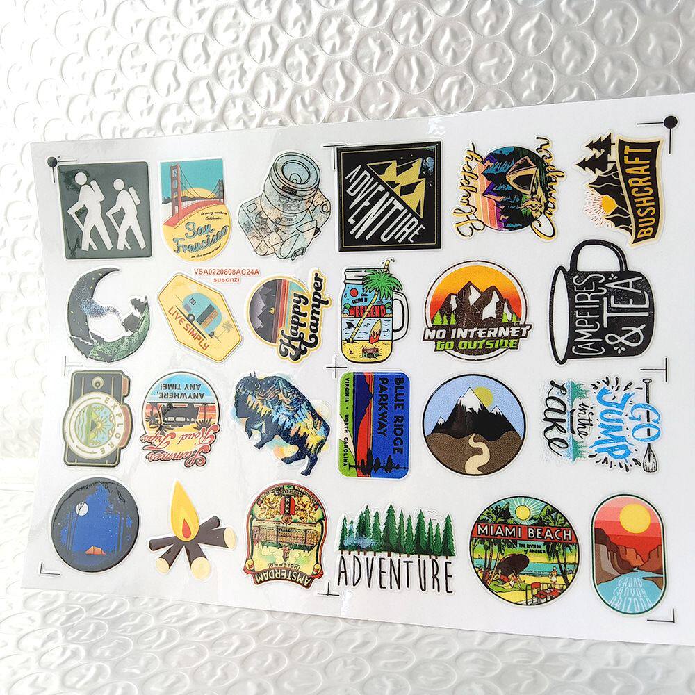 户外探险系列镂空立体防水牙刷水杯装饰贴纸UV转印贴纸水晶标定制