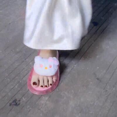 彩色闪光发光一字拖鞋女