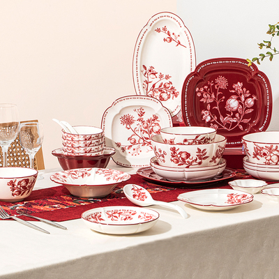 顺祥陶瓷硕加碗碟套装家用米饭碗特别好看的餐具碗盘乔迁新碗礼盒