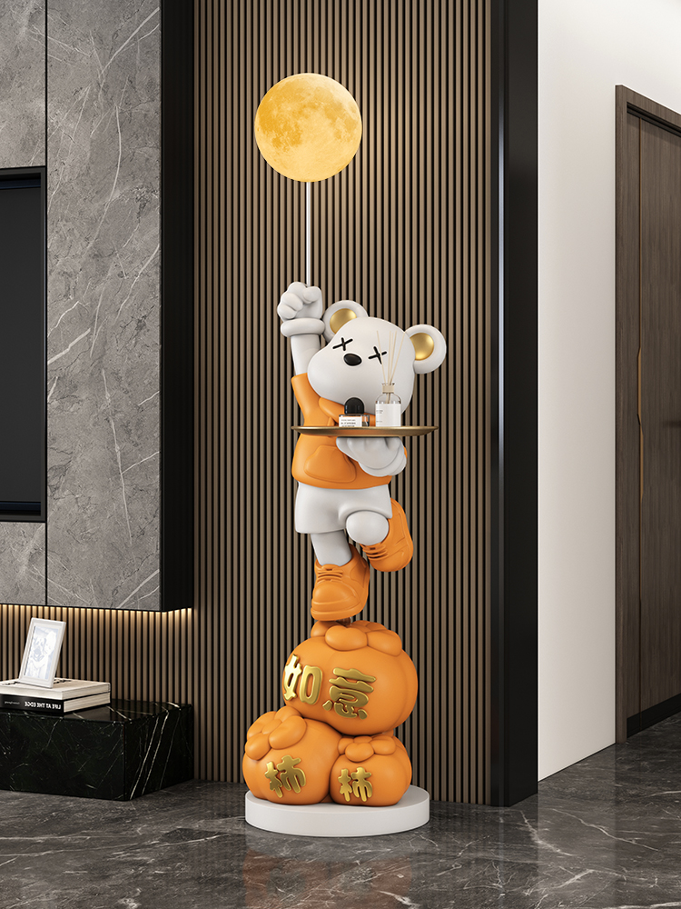 柿柿如意暴力熊落地摆件大号客厅电视柜旁装饰品轻奢乔迁搬家礼物