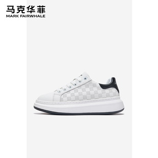 马克华菲黑白男鞋2026春季透气小白鞋男款厚底百搭板鞋男士休闲鞋