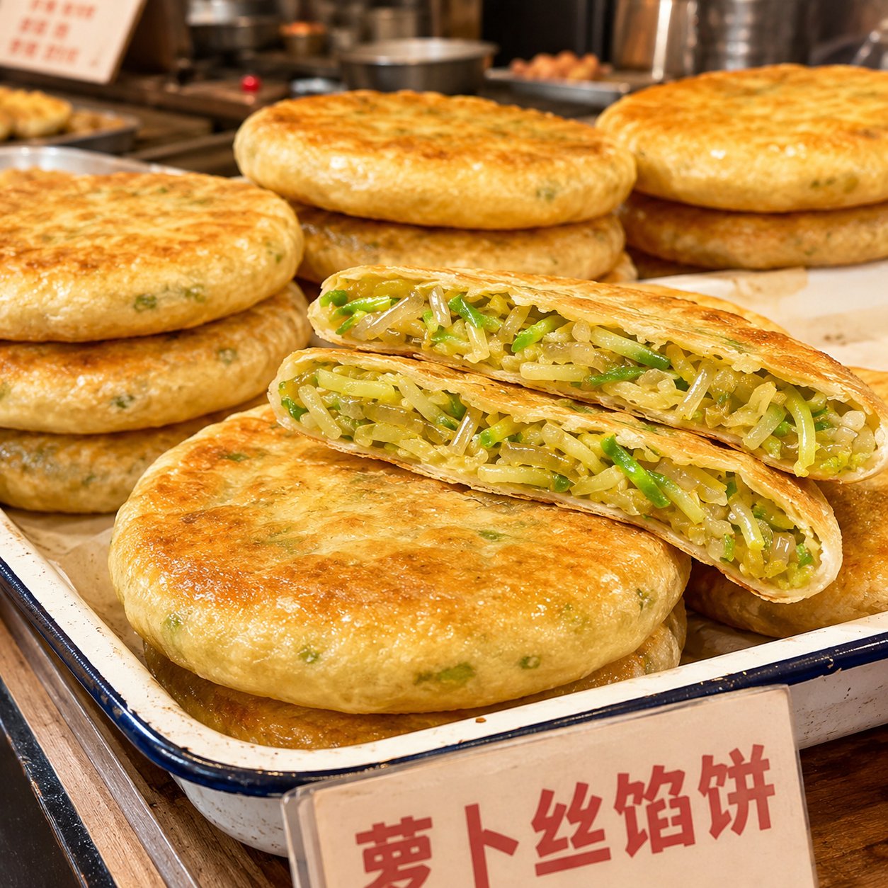 懒人早餐美味萝卜丝馅饼老式家常中式速冻半成品火烧火勺菜盒潍坊