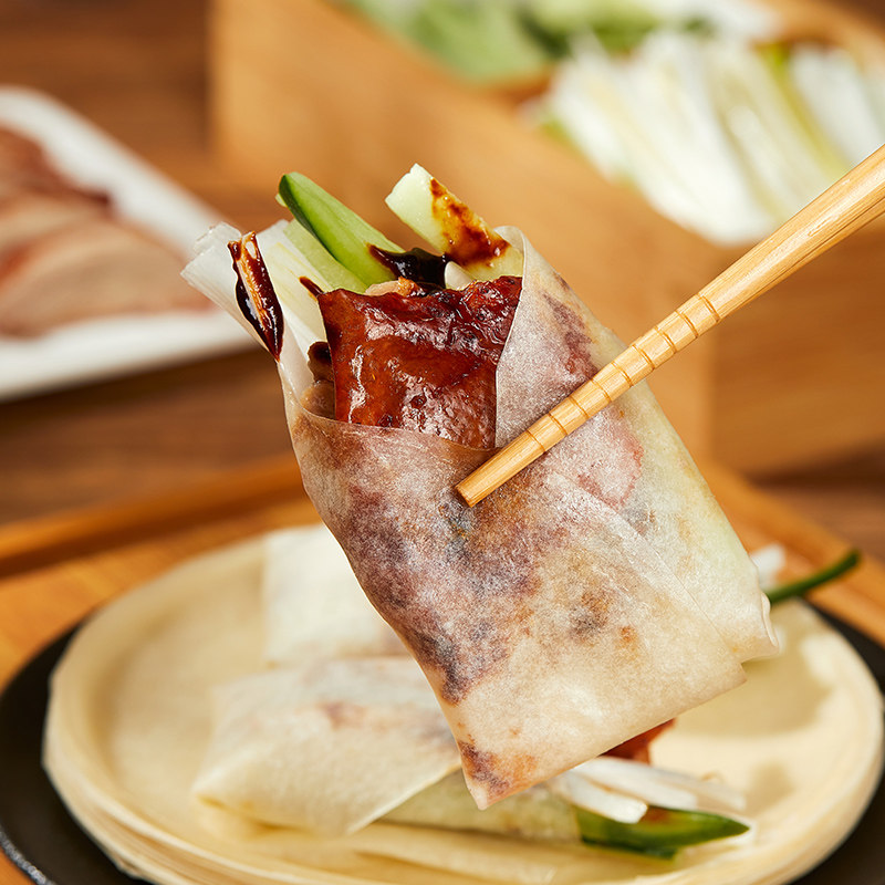 北京烤鸭饼手工筋饼春饼皮薄饼透明荷叶饼卷饼饼皮面皮即食商用