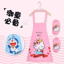 围兜小朋友防油外穿大童中童饭衣夏天系带画画围裙防水儿童袖套