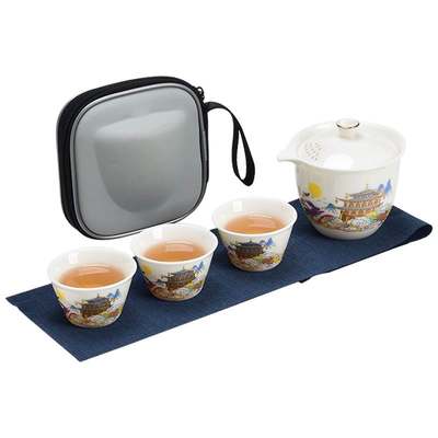 竹官便携公道杯旅行茶具套装小套日式功夫茶壶快客杯户外白瓷喝茶