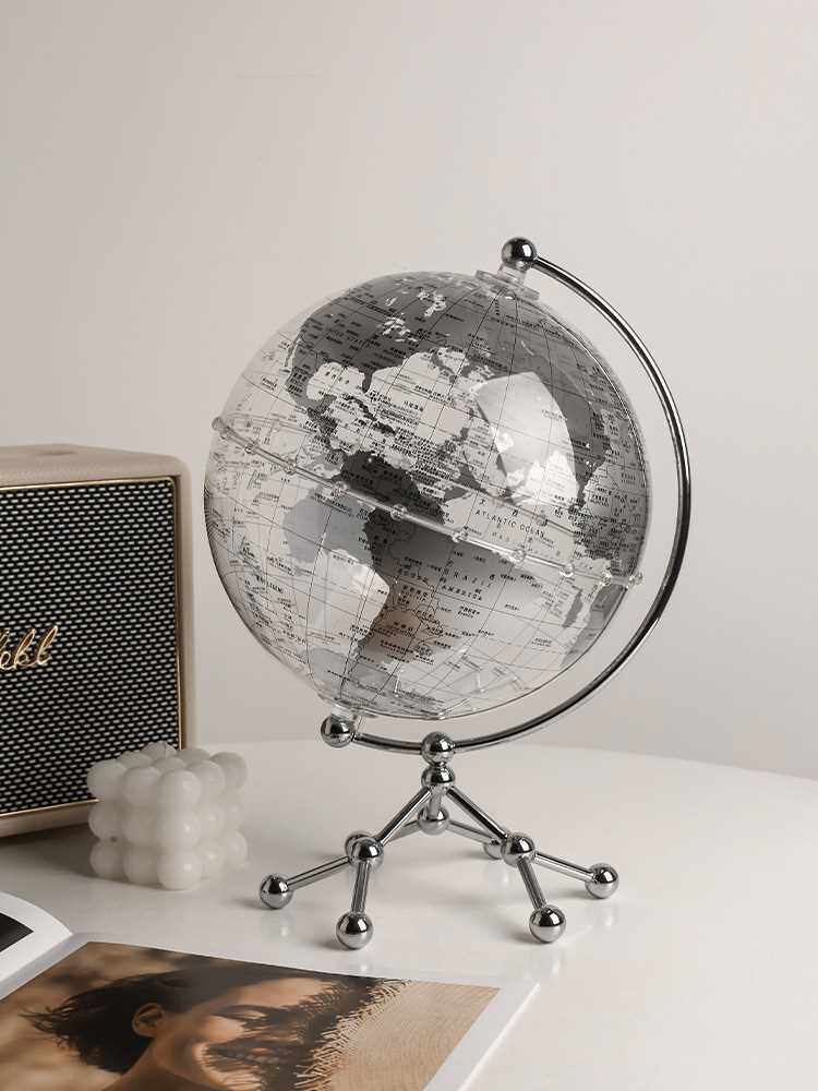 贝汉美透明地球仪摆件轻奢高档家居客厅电视柜书房办公室桌装饰品