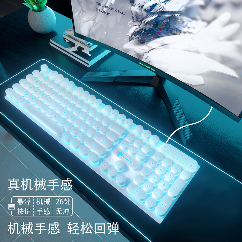 真机械手感键盘鼠标套装有线男女生电竞游戏专用办公键鼠电脑台式