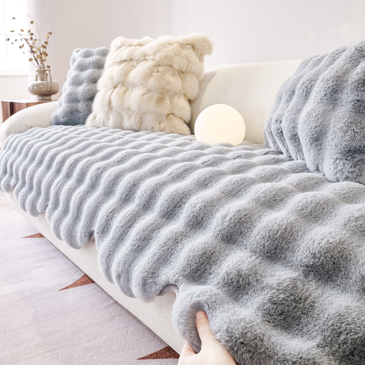 秋冬毛绒沙发垫2025新款轻奢高级感固定防滑沙发坐垫套罩盖布巾