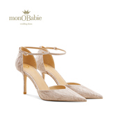 日常外穿高跟鞋 monobabie婚鞋 新款 秀禾婚纱两穿一字带凉鞋 女 夏季