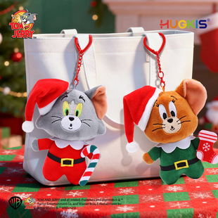 正版猫和老鼠圣诞系列毛绒玩具公仔挂件汤姆猫玩偶圣诞帽杰瑞礼物